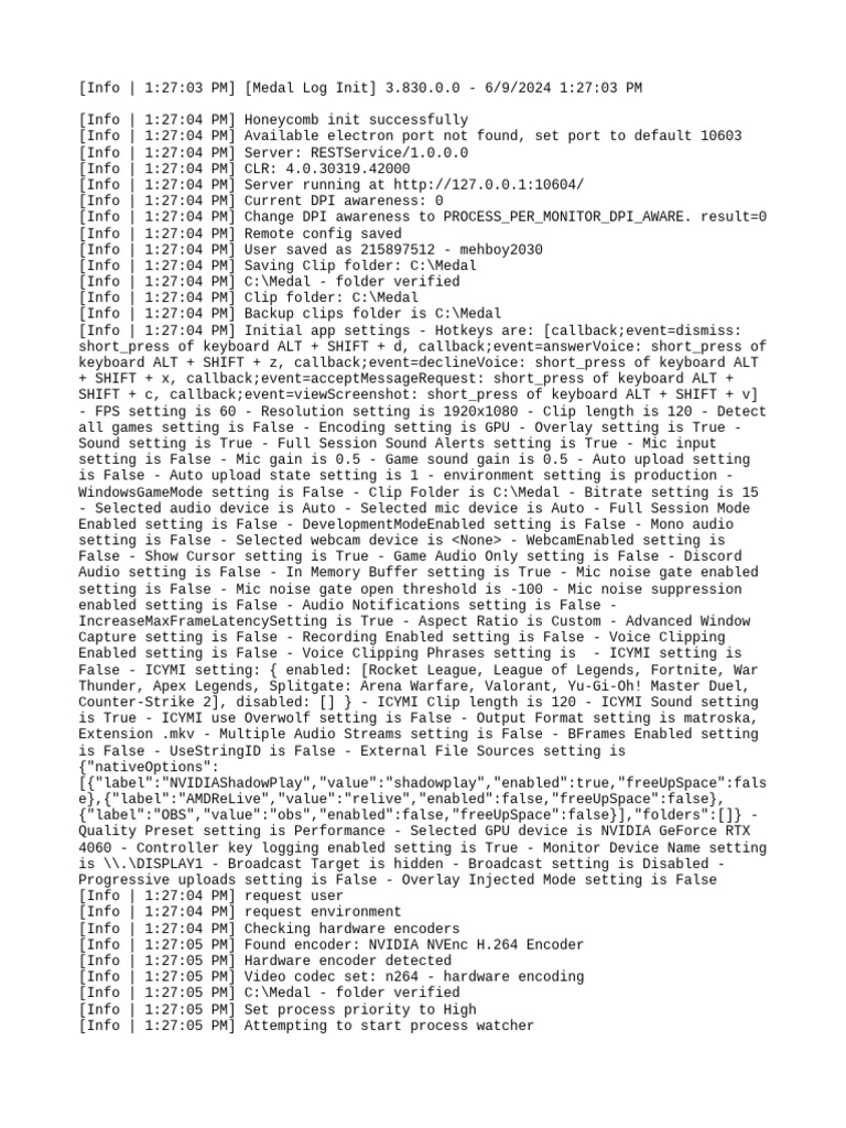 Medal App Initialization Log 3.830 | PDF | Software | Computing