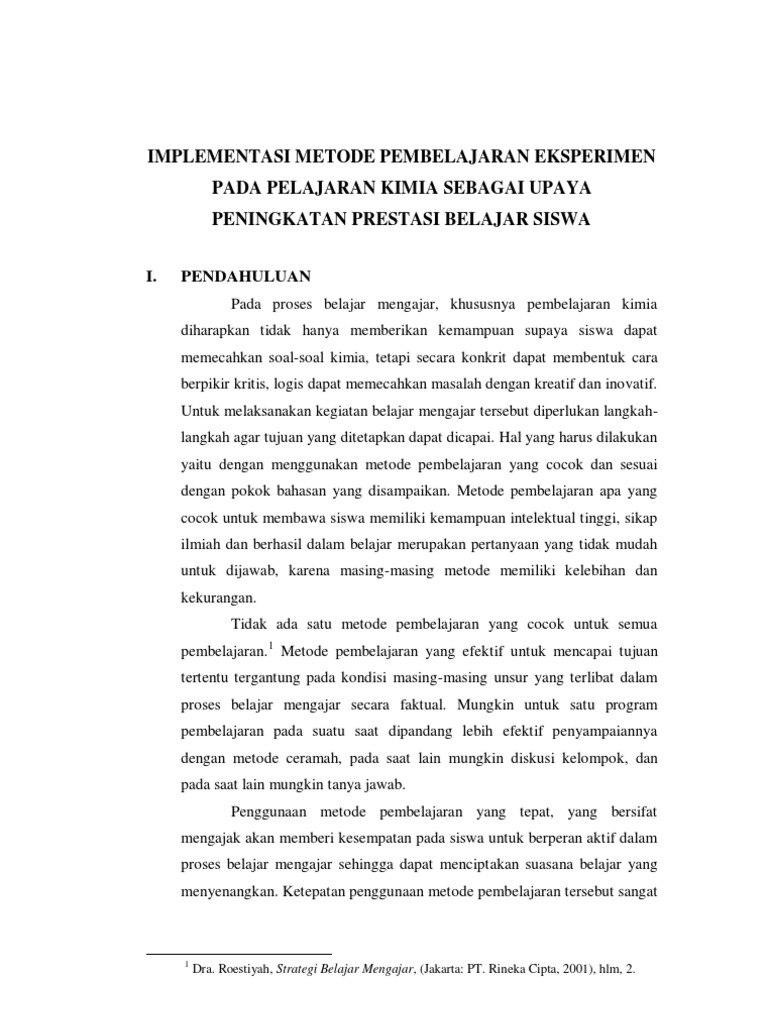 Makalah Penelitian Tindakan Kelas Metode Eksperimen