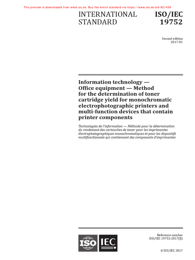 Toner Cartridge Yield Testing Standard | PDF | Printer (Computing ...