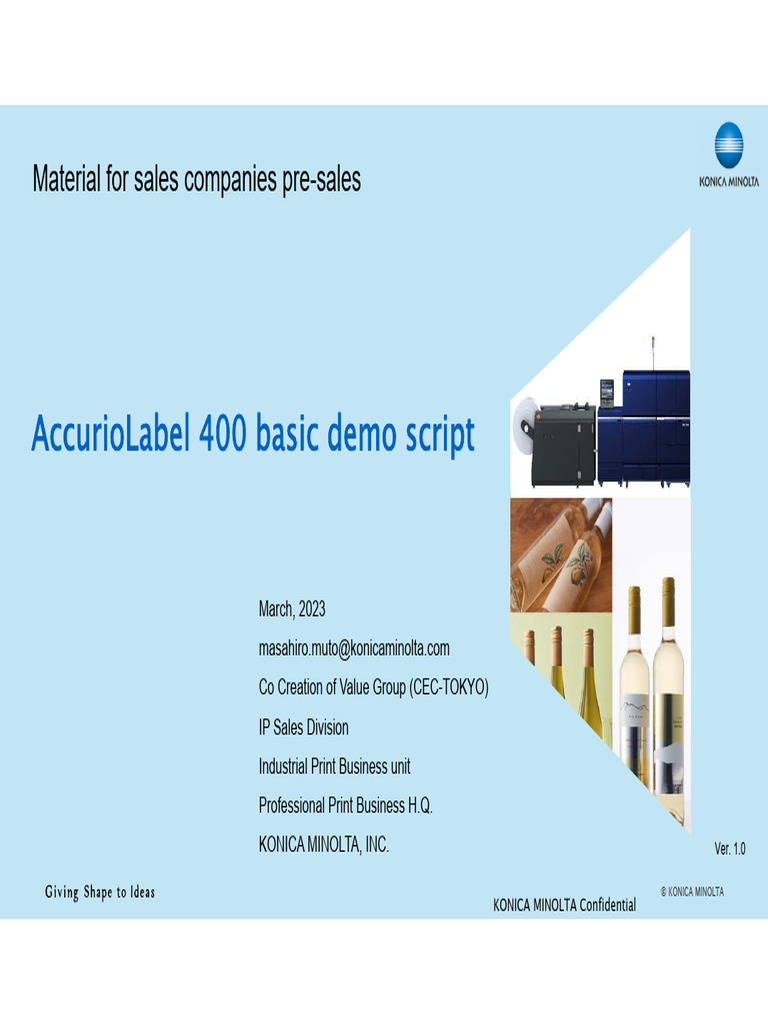 AccurioLabel 400 Demo Overview | PDF | Automation | Printer (Computing)