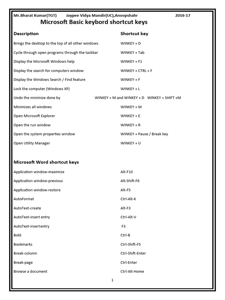computer-short-cut-keys-pdf-text-system-software