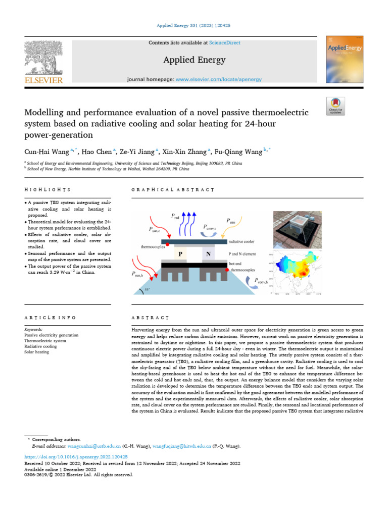 24-Hour Passive Thermoelectric System | PDF | Greenhouse Effect | Heat ...
