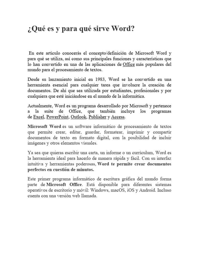 ¿Qué es Microsoft Word y para qué sirve? | PDF | Microsoft Word ...