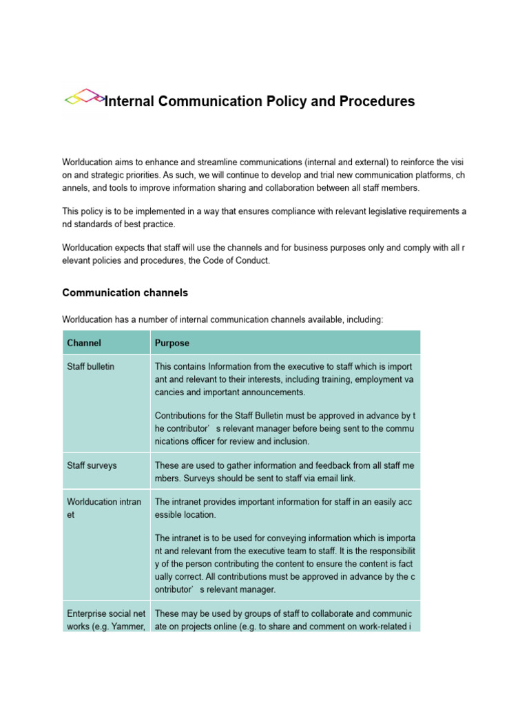 Internal and External Comunication Policy and Preosedure | PDF | Mass ...