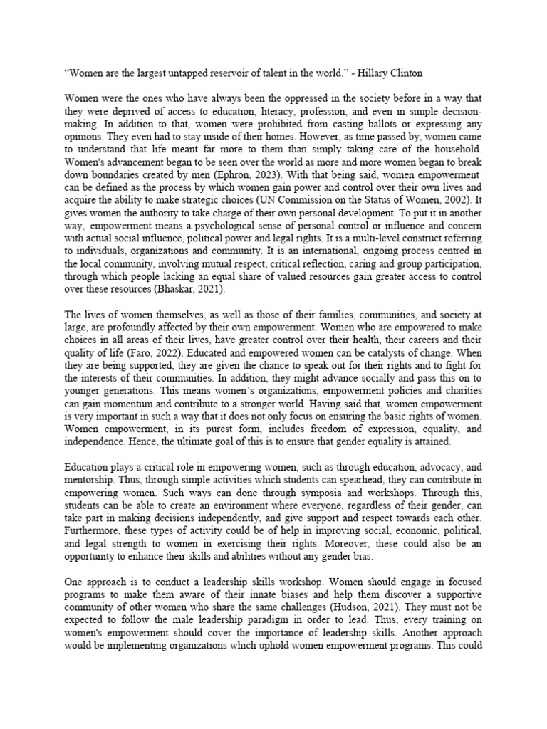 Women Empowerment Pdf Empowerment Social Psychology