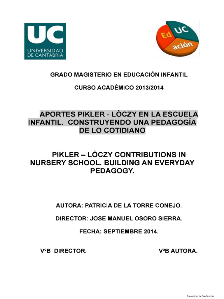 Aportes Pikler Loczy en La Escuela Infantil. de La Torre | PDF