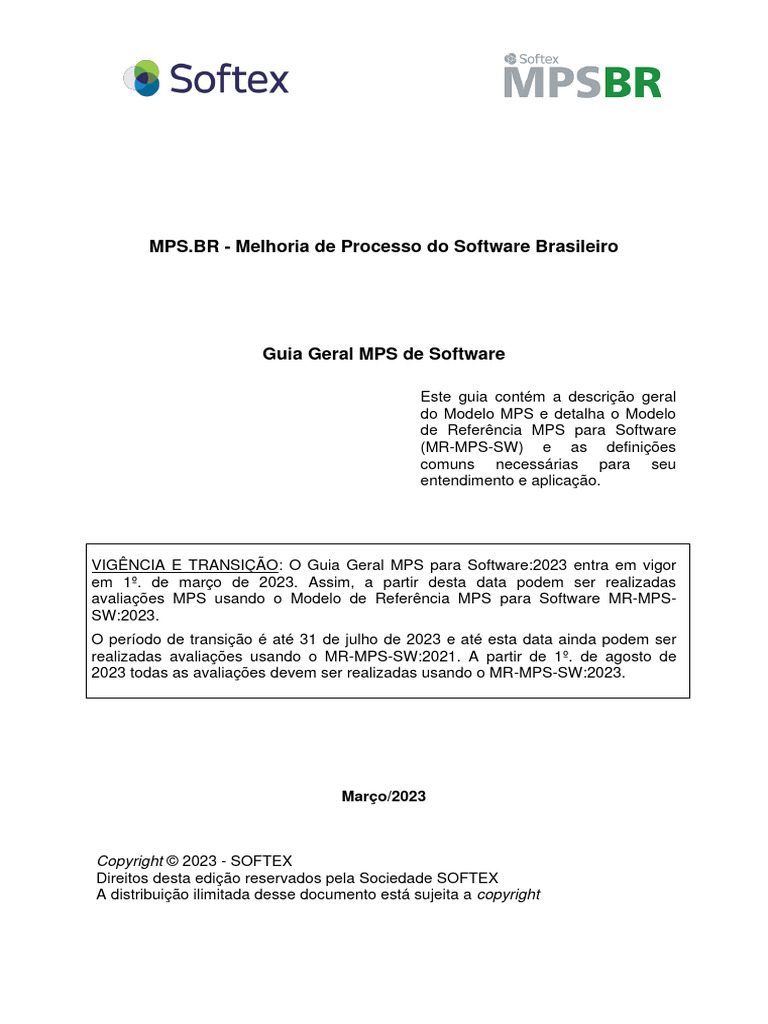 Guia MPS.BR: Modelo de Referência 2023 | PDF | Qualidade (negócios ...
