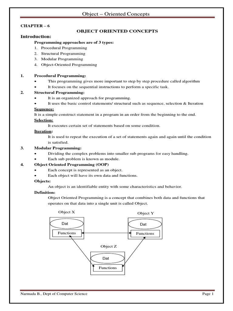 Chapter 6 Object Oriented Concepts | PDF | Object Oriented Programming ...
