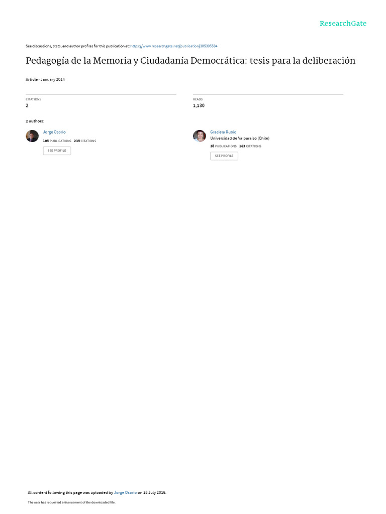 Pedagogia De La Memoria Y Ciudadania Dem11 Pdf Memoria Testimonio