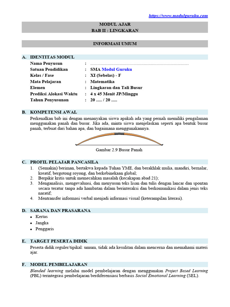 Modul Ajar Matematika Kelas XI SMA Fase F Bab 2.3 | PDF