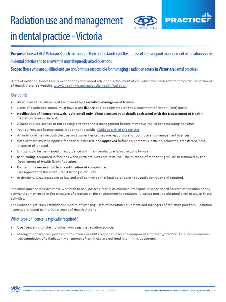Radiation Management in Dental Practice | PDF | License