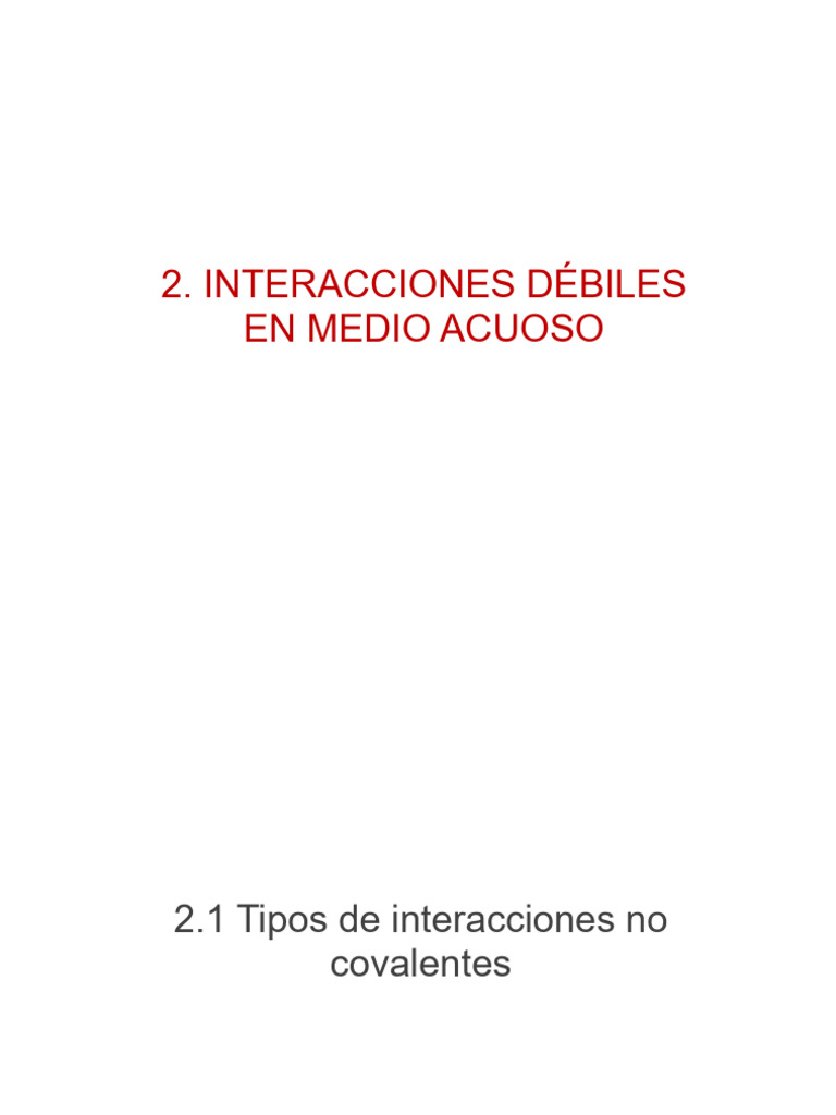 Interacciones Débiles en Agua | PDF | Propiedades del agua | Polaridad ...