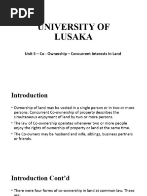 Unit 5 - Co Ownership