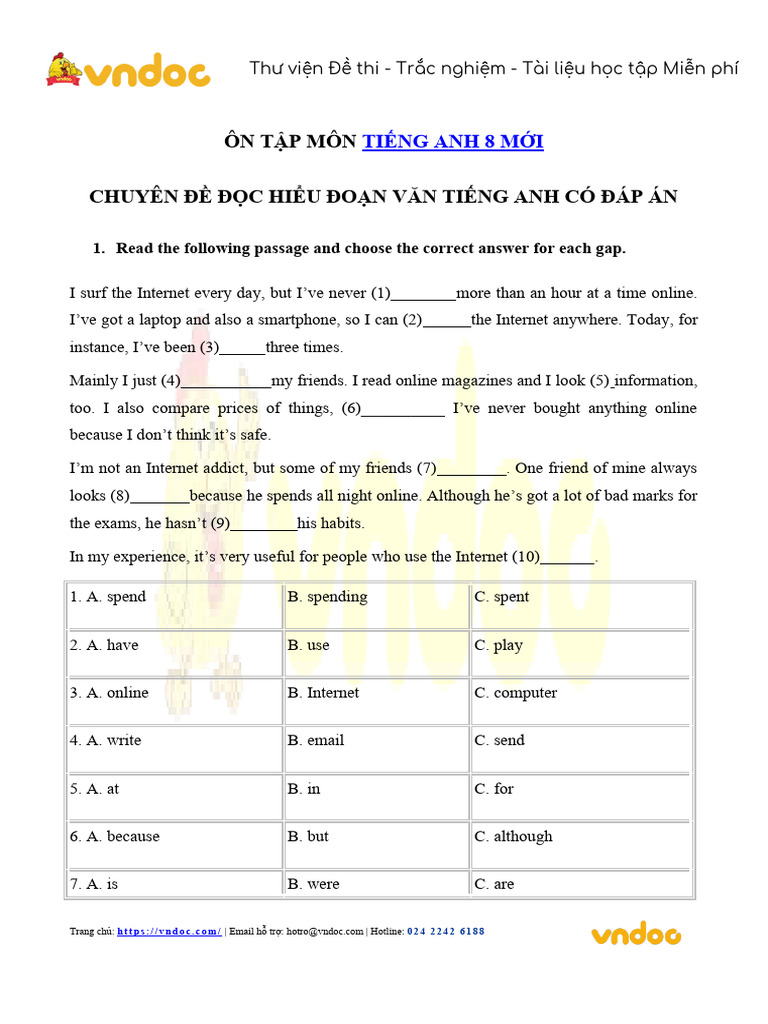 Bai Tap Doc Hieu Tieng Anh Lop 8 Pdf Air Pollution Pollution