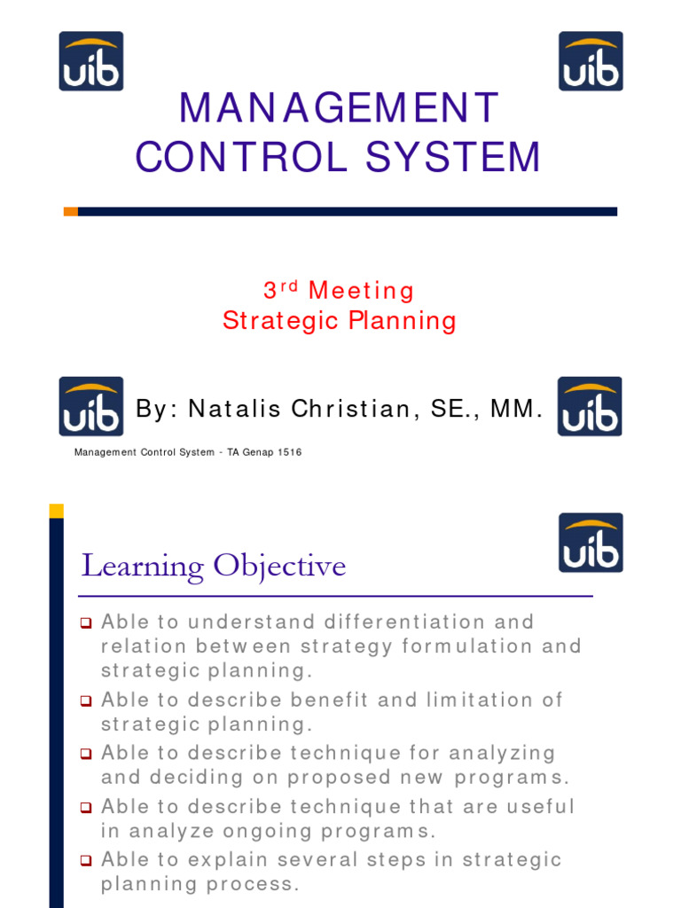 Strategic Planning in Management Control | PDF | Internal Rate Of ...