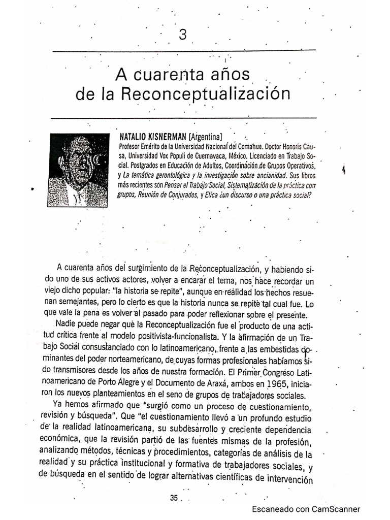Natalio Kisnerman A 40 Años de La Reconceptualización | PDF