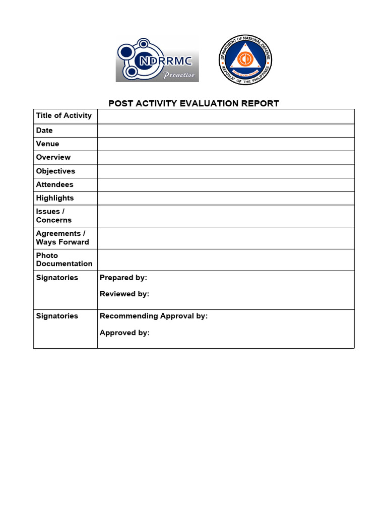 NSED Post Activity Evaluation Report Template 2 1 | PDF