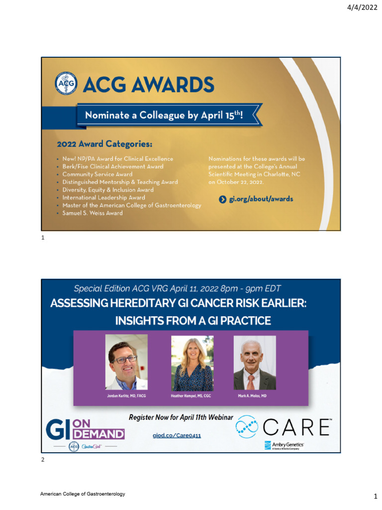 ACG2022VGR Best of ACG 2021 | PDF | Gastroenterology | Clinical Medicine