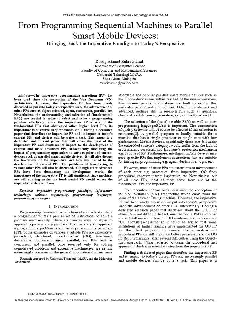 From Programming Sequential Machines To Parallel Smart Mobile Devices ...