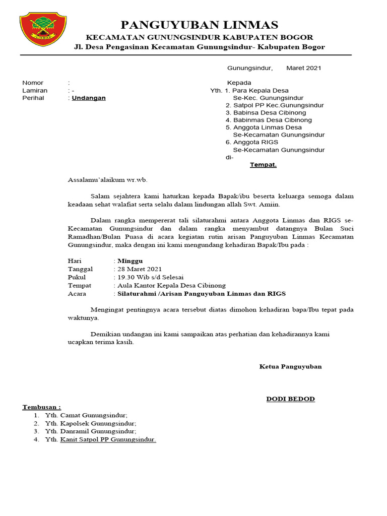 Surat Linmas | PDF