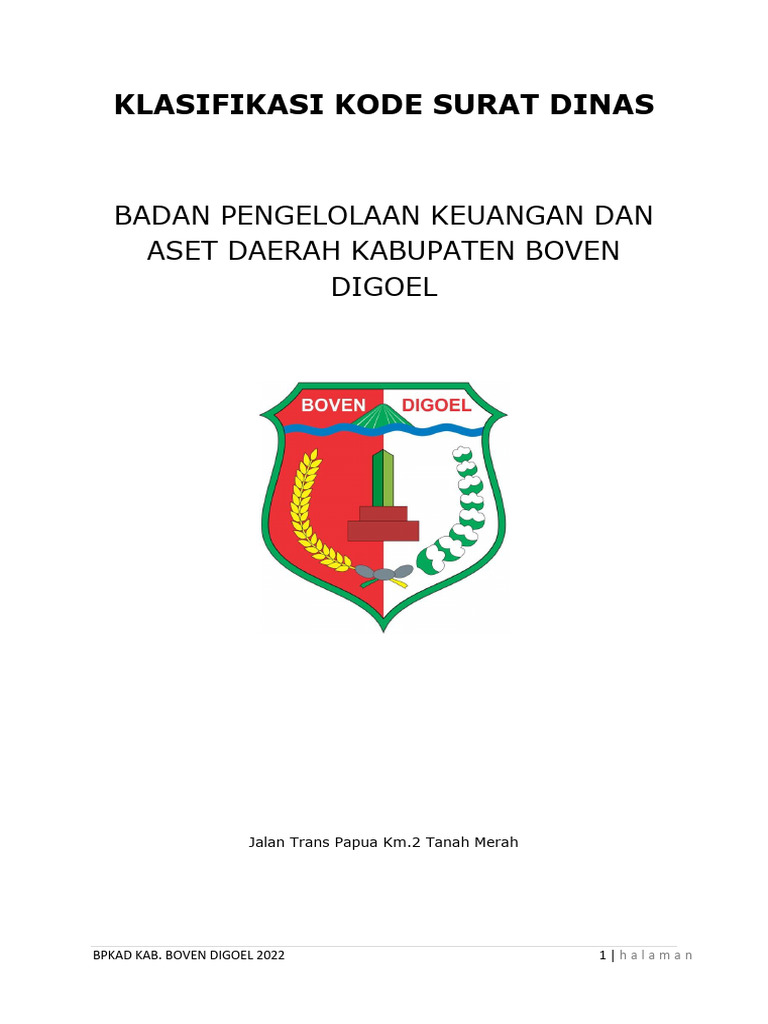 KLASIFIKASI KODE SURAT DINAS | PDF