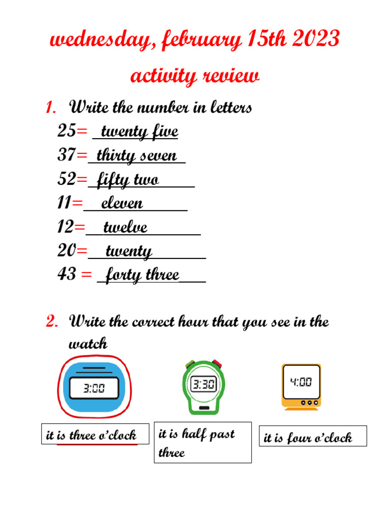 Activity Rewiew First Exam 1 Term Second | PDF