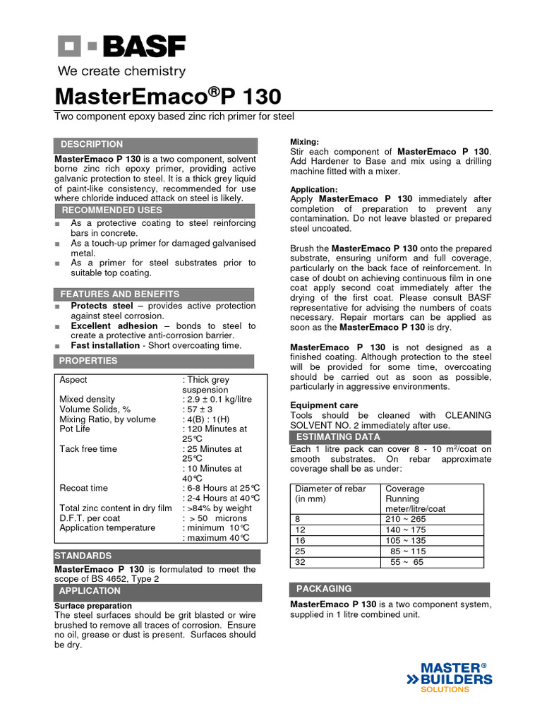 Basf masteremaco p 130 download free pdf coating corrosion