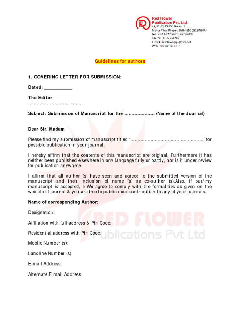 Guidelines For Authors Pdf Experiment