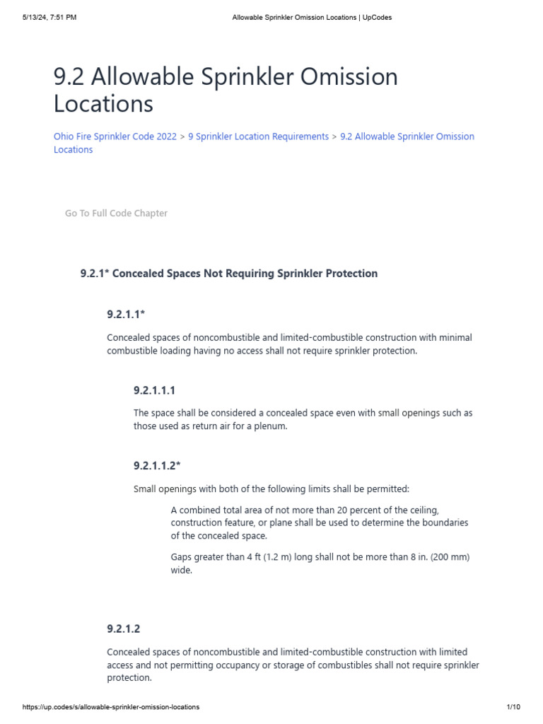 Allowable Sprinkler Omission Location | PDF | Fire Sprinkler System ...