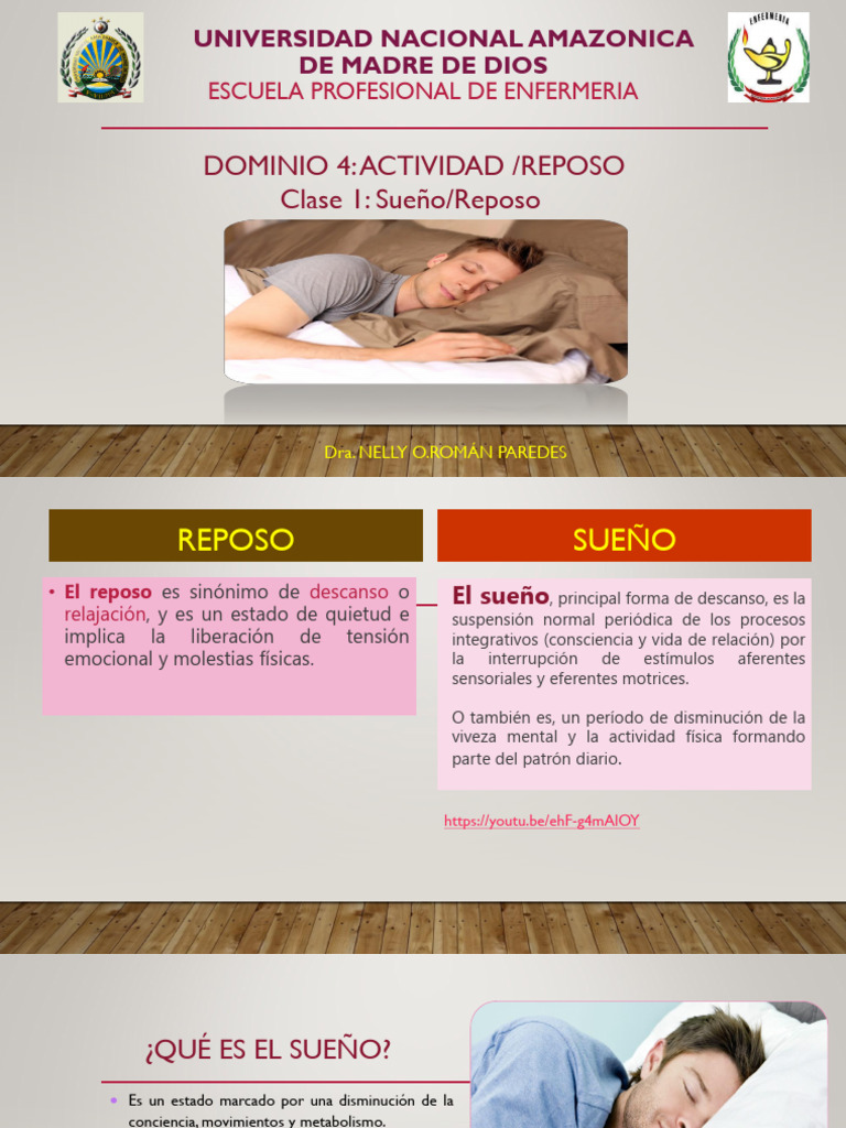 Tipos de Reposo y Sueño en Enfermería | PDF | Dormir | Movimiento ...