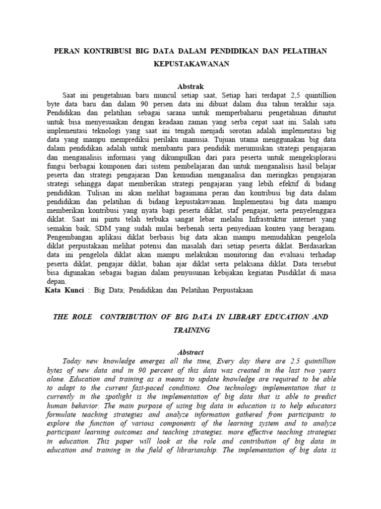 Peran Big Data dalam Pendidikan Perpustakaan | PDF | Bisnis