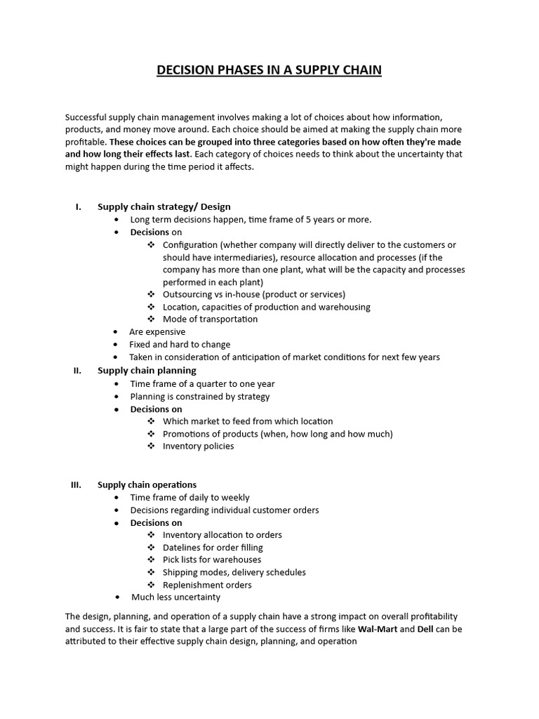 Decision Phases in A Supply Chain | PDF | Inventory | Supply Chain