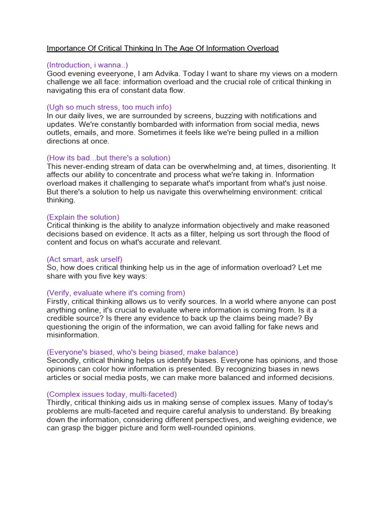 Critical Thinking Amid Information Overload | PDF | Critical Thinking ...