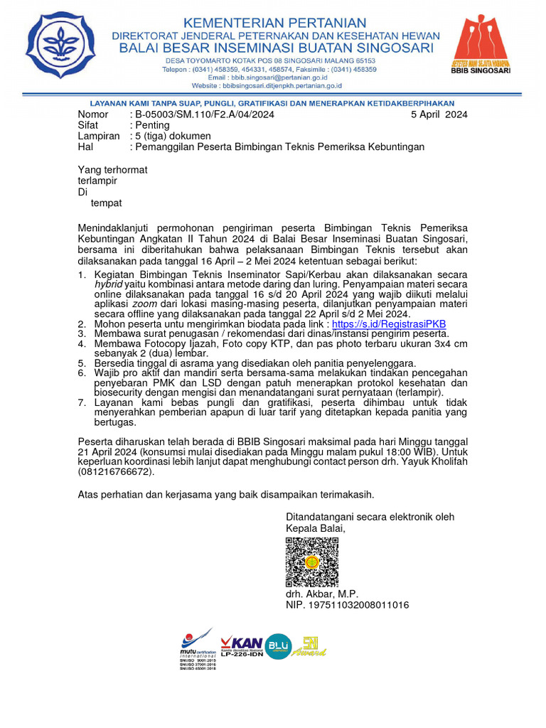 Pemanggilan Peserta RMCP Angkatan II Tahun 2024 - Sign | PDF