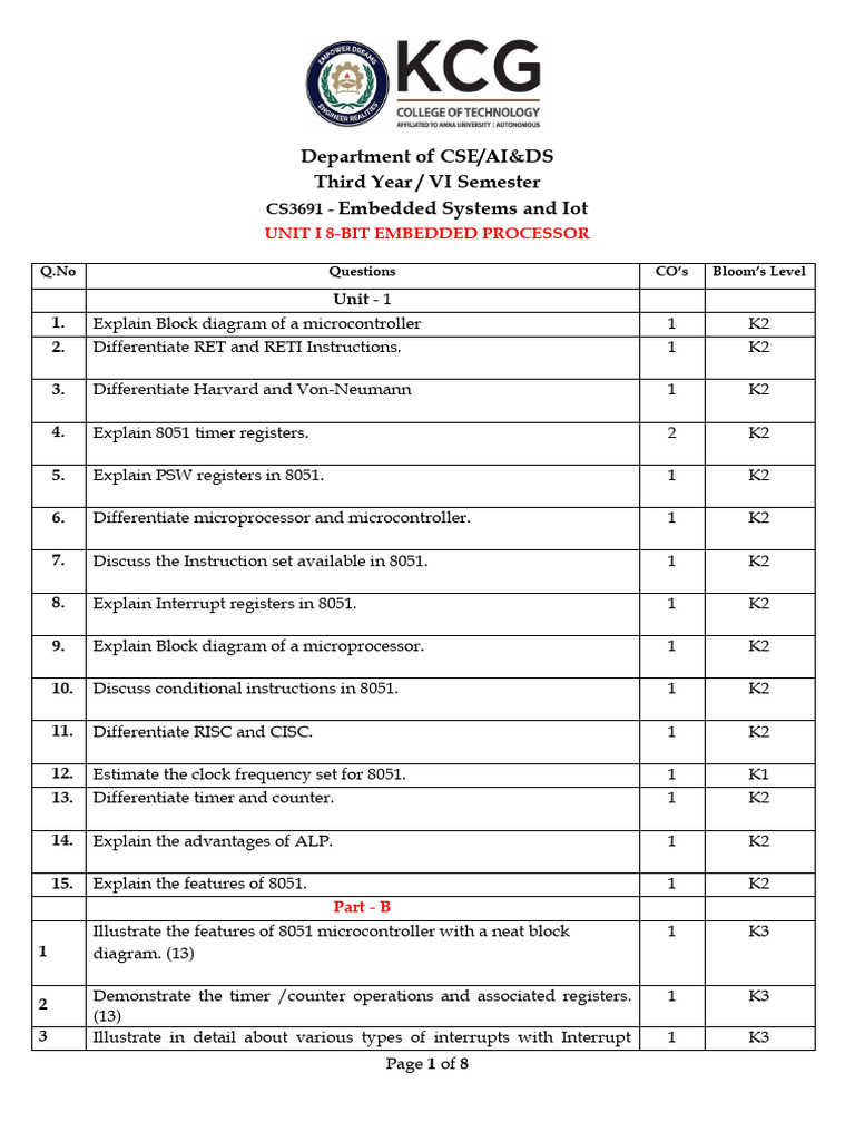 Embedded Systems and IoT Course Guide | PDF | Office Equipment ...