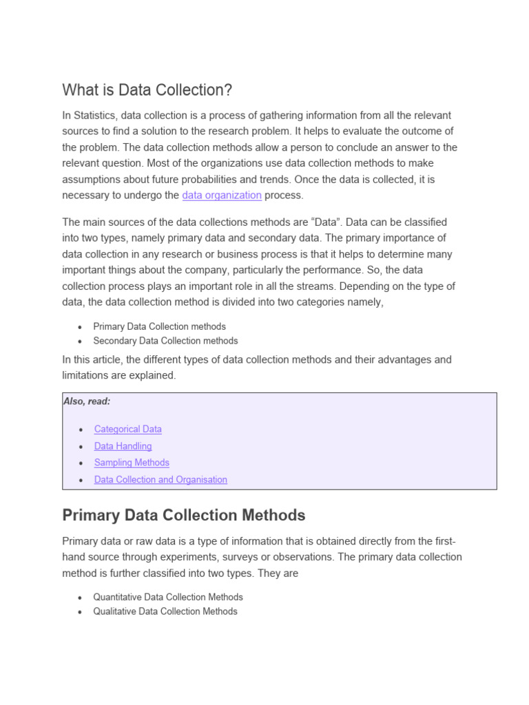 What Is Data Collection | PDF | Sampling (Statistics) | Statistics