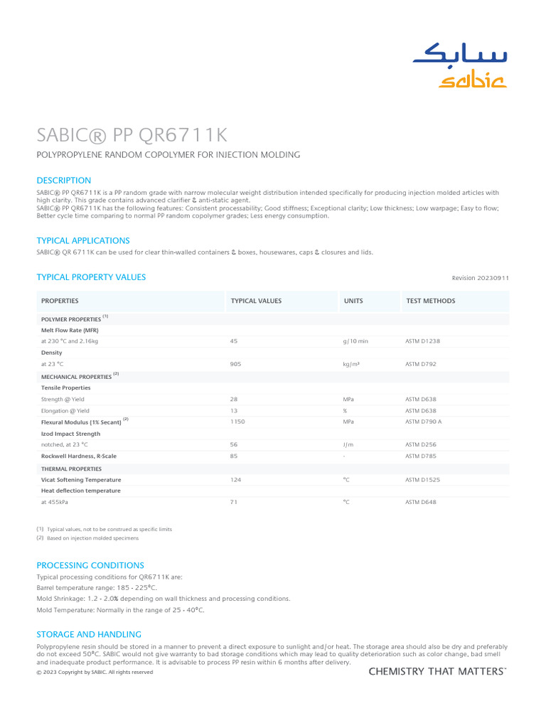 SABIC® PP - QR6711K - Global - Technical - Data - Sheet | PDF | Applied ...
