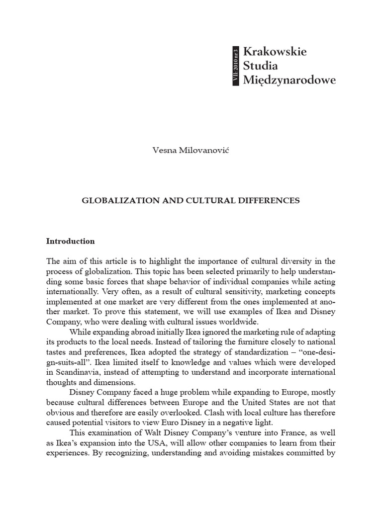 Globalization and Cultural Differen | PDF | Marketing | Disneyland