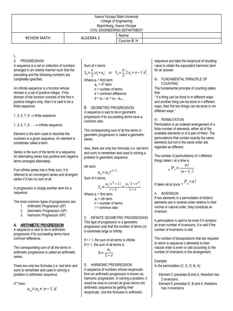Algebra 3 pdf sequence numbers