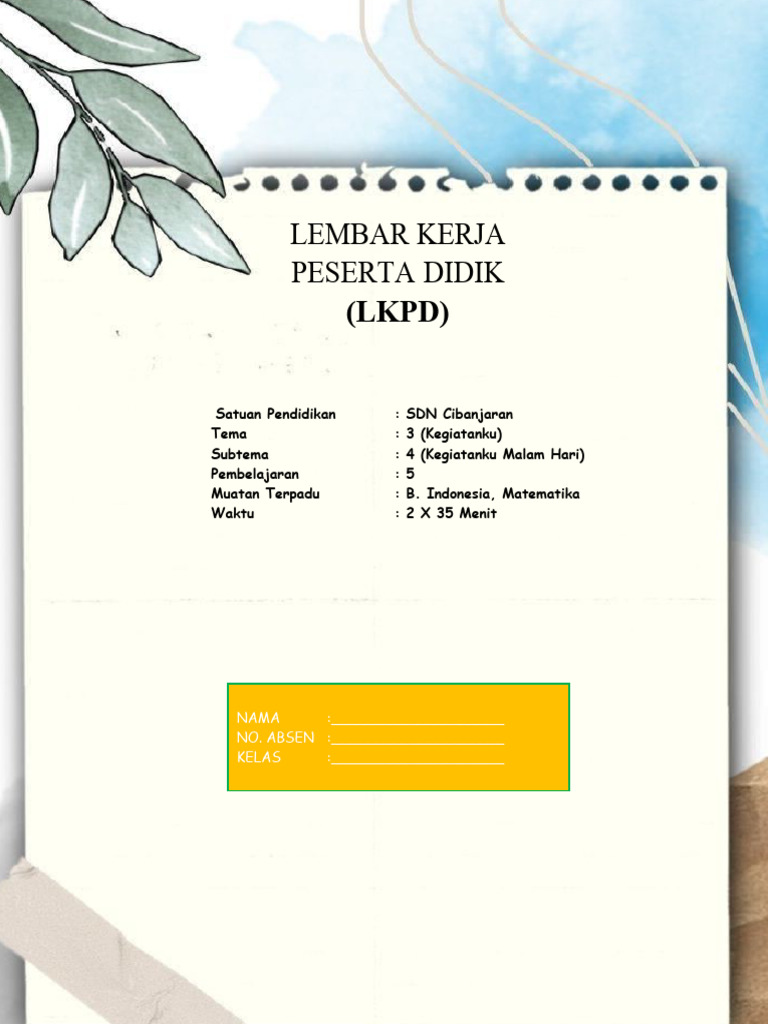 LKPD Kelas 1 Baru | PDF