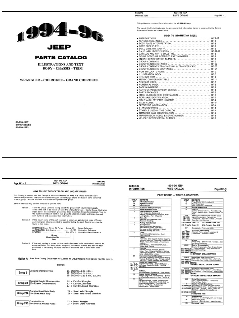 1994 Jeep パーツリスト 1994 Jeep Wrangler YJ Suspension Parts | PDF | Axle | Four Wheel Drive