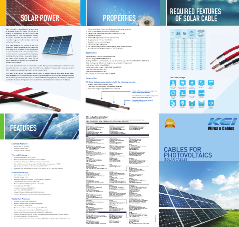 KEI Solar Cable Catalogue Download Free PDF Electrical Resistance