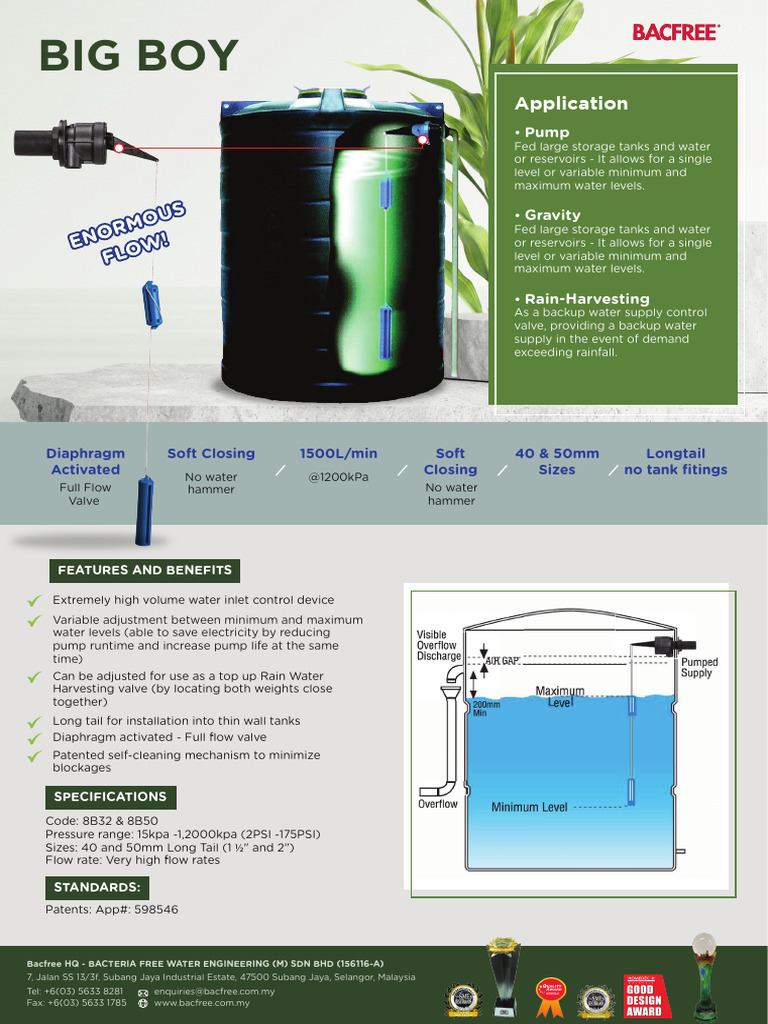 Bacfree Rainwater Harvesting Solutions | PDF | Pump | Valve