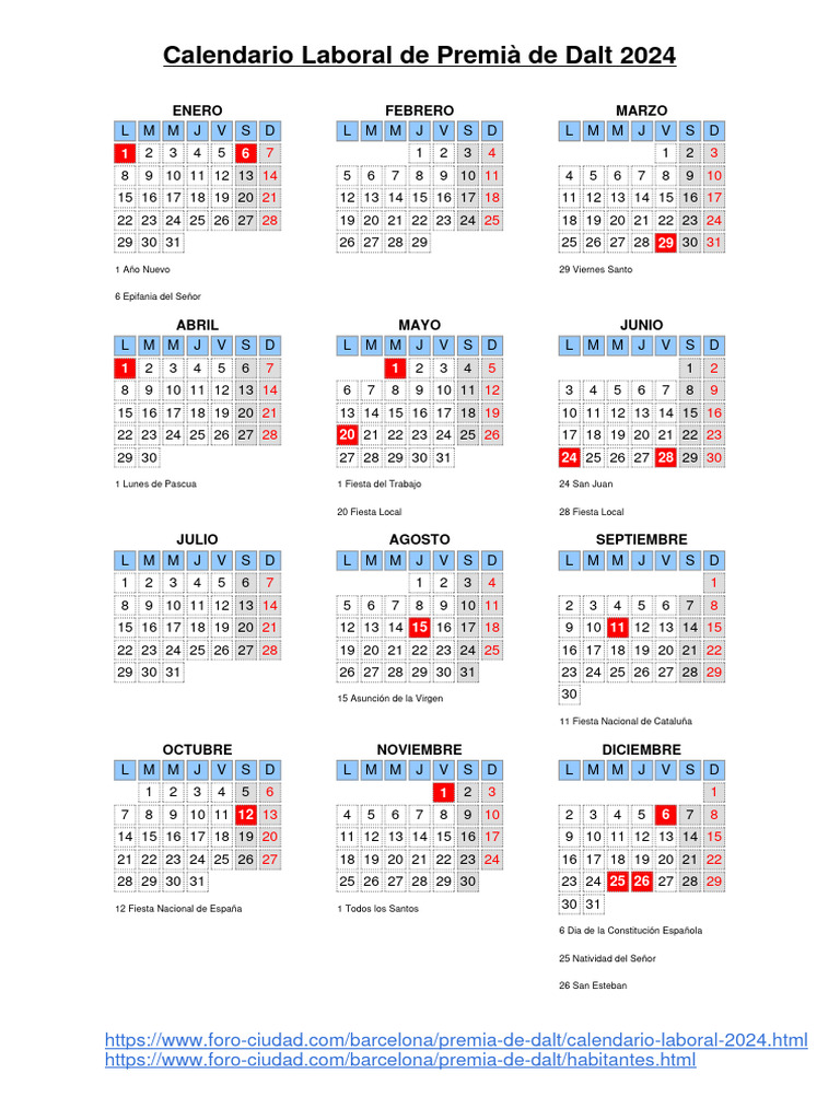Calendario Laboral 2024 08230 2 | PDF | Fiestas cristianas y días ...