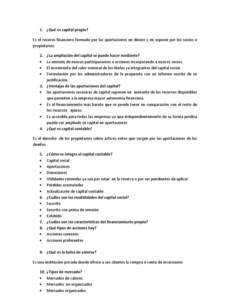 Definición y características del capital propio | PDF | Compartir ...