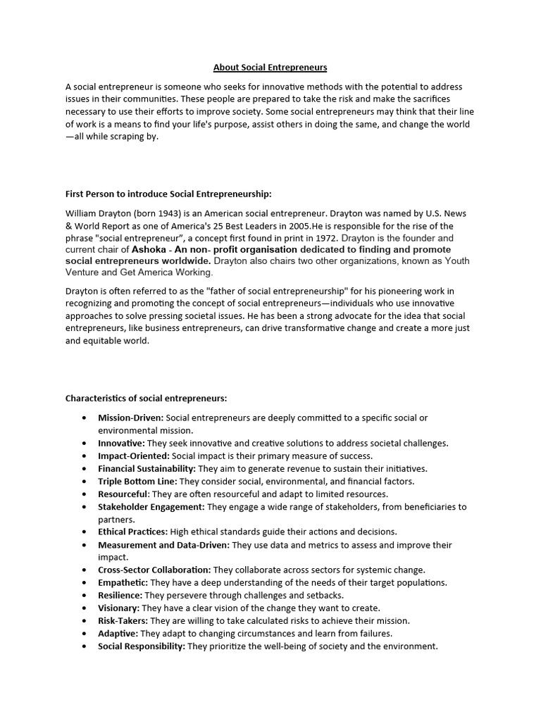 Social Entrepreneurship: Key Concepts | PDF | Social Entrepreneurship ...