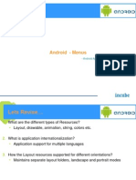 Android - Menus: - Android Apps Development Team