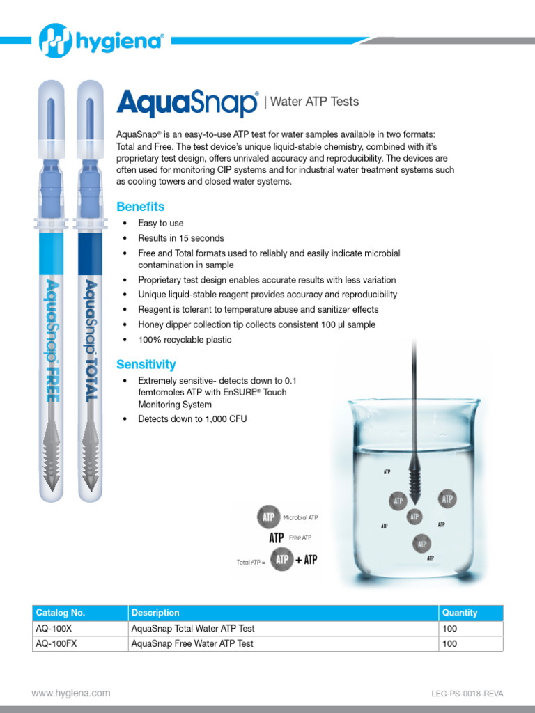 Aquasnap total and free product sheet en pdf