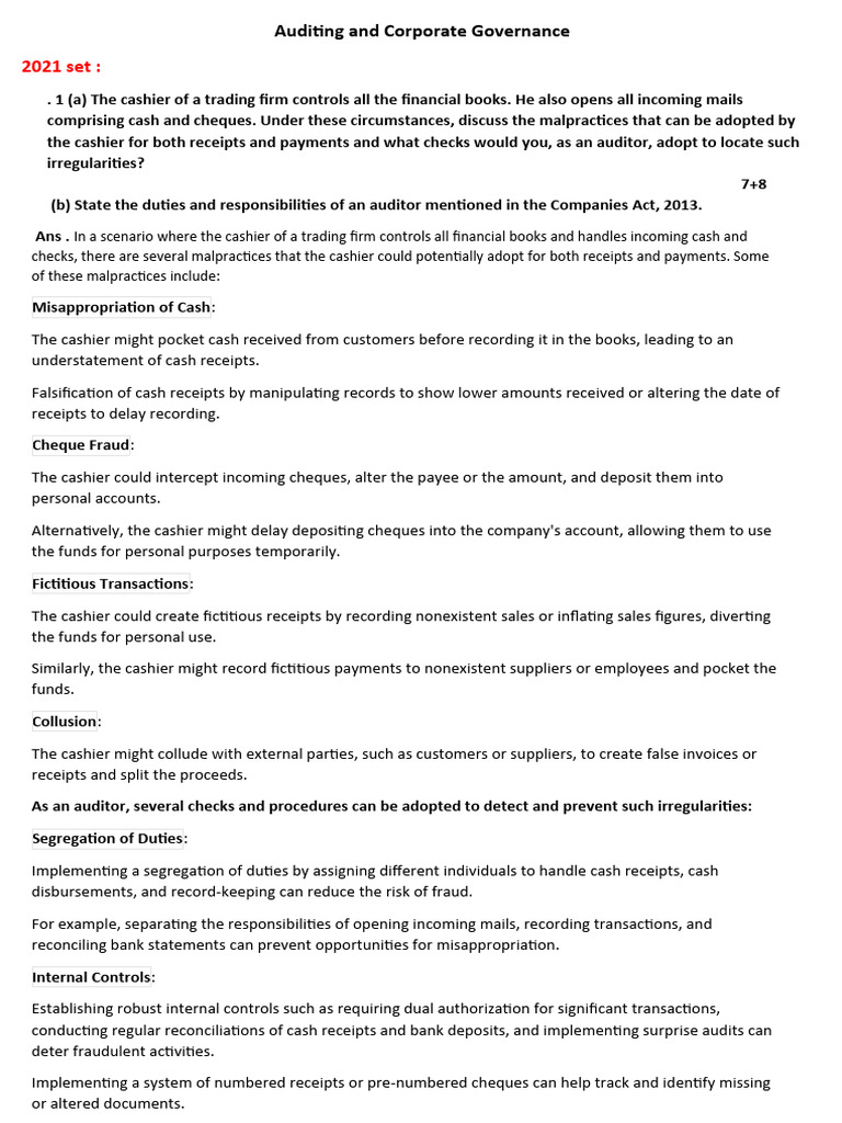 Auditing and Corporate Governanc1 | PDF | Audit | Internal Control
