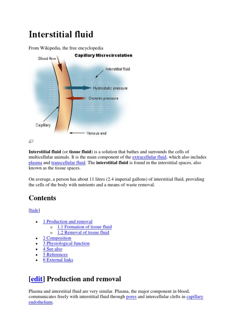 Interstitial Fluid Liquids Anatomy